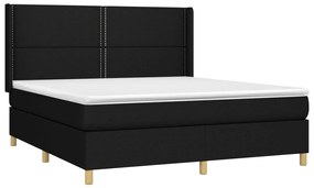 vidaXL Κρεβάτι Boxspring με Στρώμα &amp; LED Μαύρο 180x200 εκ. Υφασμάτινο