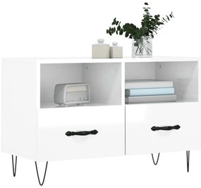 vidaXL Έπιπλο Τηλεόρασης Γυαλ. Λευκό 80x36x50 εκ. Επεξεργασμένο Ξύλο