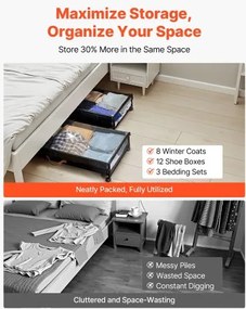 VEVOR Under Bed Storage with Wheels 36x18.1x7.3 In Rolling Storage Bags 2 Pack