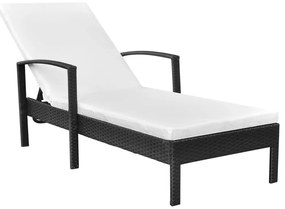 vidaXL Ξαπλώστρα Μαύρη από Συνθετικό Ρατάν με Μαξιλάρι