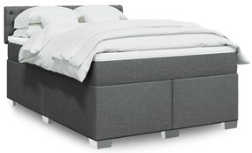 vidaXL Κρεβάτι Boxspring με Στρώμα Σκούρο Γκρι 140x190 εκ. Υφασμάτινο