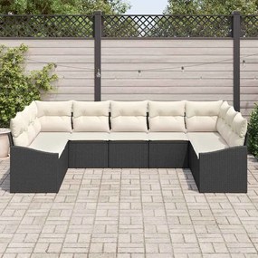 vidaXL Σέτ φαγητού για κήπο με μαξιλάρι 9 pcs Μαύρο, Κρέμα