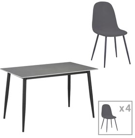 Intrahome Τραπεζαρία Gustas-Bella B Intrahome σετ 5τμχ γκρι μαρμάρου sintered stone-μαύρο μέταλλο 120x60x75εκ | SKU: INTRAPA-311112172