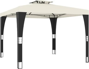 vidaXL Κιόσκι με Διπλή Οροφή Κρεμ 2,98x2,98 μ. Ατσάλινο