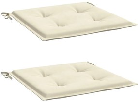 vidaXL Μαξιλάρια Καρέκλας Κήπου 2 τεμ. Κρεμ 40x40x4 εκ. Υφασμάτινα