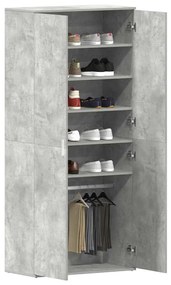 vidaXL Ντουλάπα Παπουτσιών Γκρι 80 x 39 x 180 εκ Επεξεργασμένο ξύλο