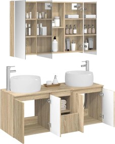 vidaXL Σετ Ντουλαπιών Μπάνιου 4 pcs Sonoma Δρυς Επεξεργασμένο Ξύλο