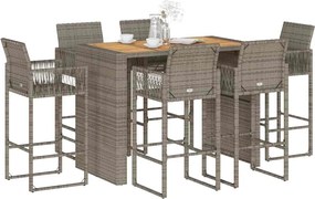 vidaXL Σετ μπαρ κήπου 7 τεμαχίων χωρίς μαξιλάρια Γκρί