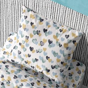 Μαξιλαροθήκη Παιδική Hearts 11 Grey-Green DimCol 50Χ70 50x70cm 100% Cotton