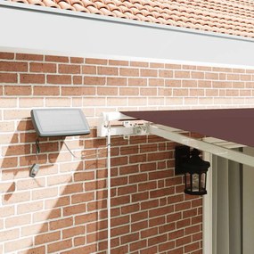 VidaXL Χειροκίνητη τέντα με ηλιακό LED 4,5 x 3 m Καφέ 100% Πολυεστέρας