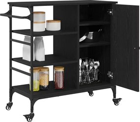 vidaXL Καρότσι Κουζίνας Μαύρη Οξυά 87.5 x 39 x 84.5 εκ