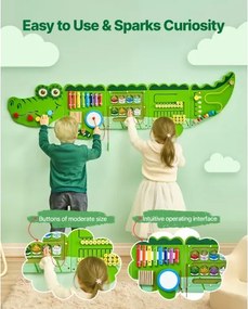 VEVOR Crocodile Activity Wall Busy Board Panels 9 Activities Sensory Wall Panel