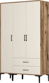 Τριφυλλη Ντουλαπα Καρυδια/Λευκο KUMSAL 47.5x120x201.4
