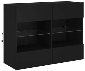 vidaXL Έπιπλο Τοίχου Τηλεόρασης με LED Μαύρο 78,5x30x60,5 εκ.