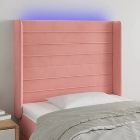 Κεφαλάρι Κρεβατιού LED Ροζ 93x16x118/128 εκ. Βελούδινο 3124229