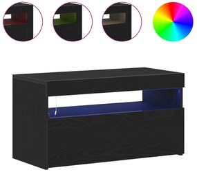 vidaXL Έπιπλα τηλεόρασης με φώτα LED 2 τεμ Μαύρη Δρυς 75x35x40 εκ Επεξεργασμένο ξύλο