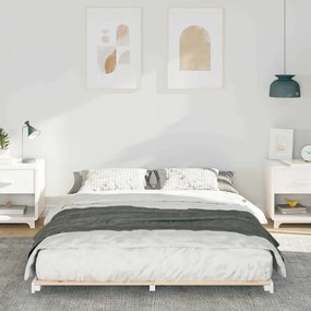 vidaXL Κρεβάτι δαπέδου Λευκό 140 x 200 cm Μασίφ ξύλο πεύκου