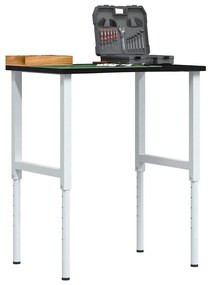 vidaXL πάγκος εργασίας σκούρο καφέ 80x60x(71,5-98) cm μασίφ ξύλο δρυς