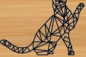 Intra απο ξύλο plywood  Χρώμα wenge 3mm-4mm πάχος - Γεωμετρική Γάτα Laser διακόσμηση τοίχου Δίασταση 40x50 cm INTRAFABR-50305686