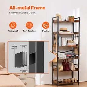 VEVOR Metal Bookshelf Rustic Bookshelf 6-Tier for Living room Bedroom &amp; Office