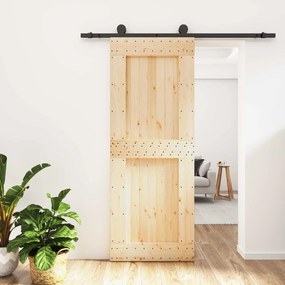 vidaXL Συρόμενη Πόρτα Φυσικό και Μαύρο 80 x 210 cm