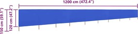 vidaXL Προστατευτικό Αέρα με 9 Πάνελ Αζούρ Μπλε 1200x120 εκ Υφασμάτινο