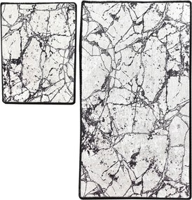 Bathmat Set (2 Pieces) Marble - White Multicolor