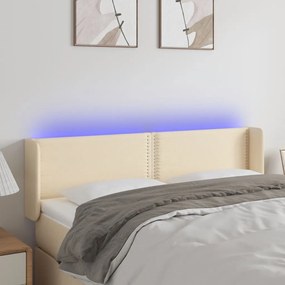 Κεφαλάρι Κρεβατιού LED Κρεμ 147x16x78/88 εκ. Υφασμάτινο 3123099