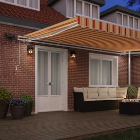 vidaXL Χειροκίνητη τέντα με ηλιακό LED 5 x 3 m