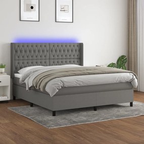 vidaXL LED Κρεβάτι με βάθρο με κεφαλάρι ύφασμα