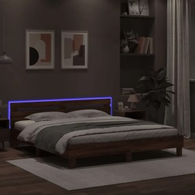 vidaXL Πλαίσιο Κρεβατιού με Κεφαλάρι/LED Καφέ δρυς 200x200 εκ.