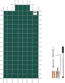 VEVOR Pool Safety Cover Fits 20x40ft Rectangle Inground Pools, Safety Pool Cover with 4x10ft Center End Step, Mesh Solid Pool Cover with Drainage Holes for Swimming Pool, Winter Safety Cover, Green