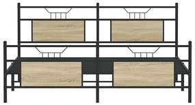 vidaXL Σκελετός Κρεβ. Χωρίς Στρώμα Sonoma Δρυς 180x200 εκ. Μεταλλικό