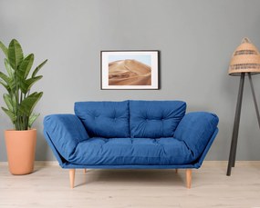 Τριθέσιος Καναπές Κρεβάτι Μπλε Ρουά BUTULA 85x200x80