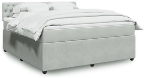 vidaXL Κρεβάτι Boxspring με Στρώμα Ανοιχτό Γκρι 180x200 εκ. Βελούδινο