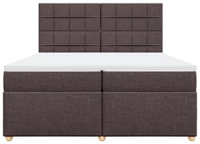 VidaXL Κρεβάτι Boxspring με Στρώμα Σκούρο Καφέ 200x200 εκ. Υφασμάτινο