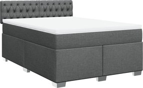 vidaXL Κρεβάτι Boxspring με Στρώμα Σκούρο Γκρι 140x200 εκ Υφασμάτινο