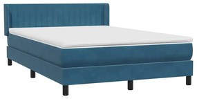 vidaXL Κρεβάτι Boxspring με Στρώμα Σκούρο Μπλε 140x210 εκ. Βελούδινο