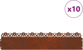 vidaXL Περιγράμματα γκαζόν 10 pcs Σκ rusty 103 x 0,05 x 22 εκ