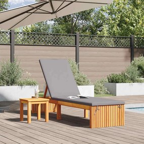 vidaXL Ξαπλώστρα με Μαξιλάρι 200 x 55 x 30 εκ - Μασίφ ξύλο ακακίας
