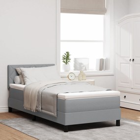 vidaXL Box Spring Bed με Στρώμα Ανοιχτό Γκρι 100x200 εκ. Ύφασμα