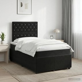 vidaXL Κρεβάτι box spring με στρώμα Μαύρο 120 x 190 cm Βελούδο