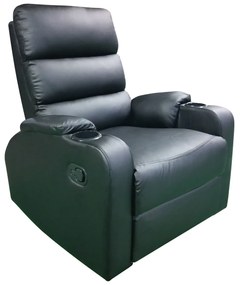Πολυθρόνα ArteLibre Relax HEDER Μαύρο PU 80x78x98cm