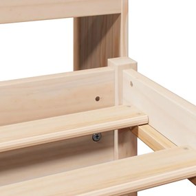 Κρεβάτι Βιβλιοθήκη Χωρίς Στρώμα 120x200 εκ Μασίφ Ξύλο Πεύκο - Καφέ