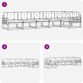 vidaXL Σειρά Καναπέ Εξωτερικού 4 pcs Λευκό και Μπεζ Πολυεστέρας