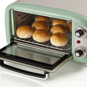 Ηλεκτρικός φούρνος Ariete VINTAGE 3919/04, 800W, 10 l, 3 λειτουργίες, Μέχρι 230°C, Διπλό θερμικό γυαλί, Χρονοδιακόπτης 60 λεπτά, Πράσινο