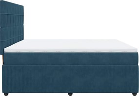 vidaXL Κρεβάτι Boxspring με Στρώμα Μπλε 200x200 εκ. Βελούδινο