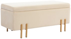 HOMCOM Τραπεζάκι-Κουτί Αποθήκευσης, Σκαμπό-Κουτί, αφρός, μέταλλο, ξύλο καουτσούκ, 100 x 40 x 42 cm, Μπεζ