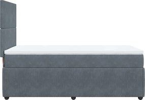 vidaXL Κρεβάτι Boxspring με Στρώμα Σκούρο Γκρι 90x200 εκ. Βελούδινο