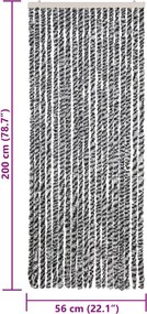 vidaXL Σήτα Εντόμων Γκρι/Μαύρη/Λευκή 56x200 εκ. από Σενίλ
